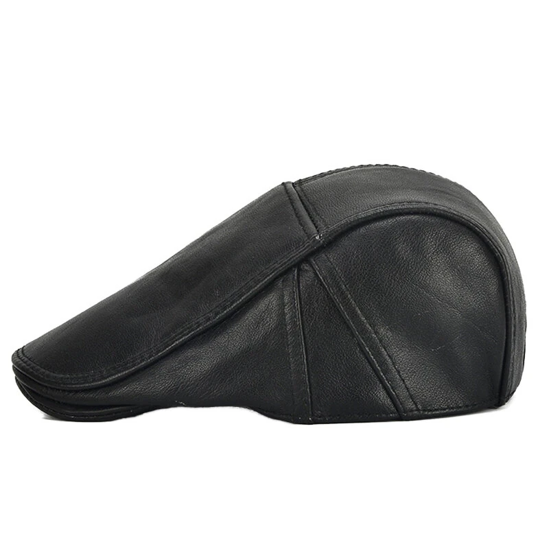(image for) Collrown Berets Mens Flat Caps Genuine Leather Duck Tongue Cap Classic Adjustable Casual Driving Cabbie Hat